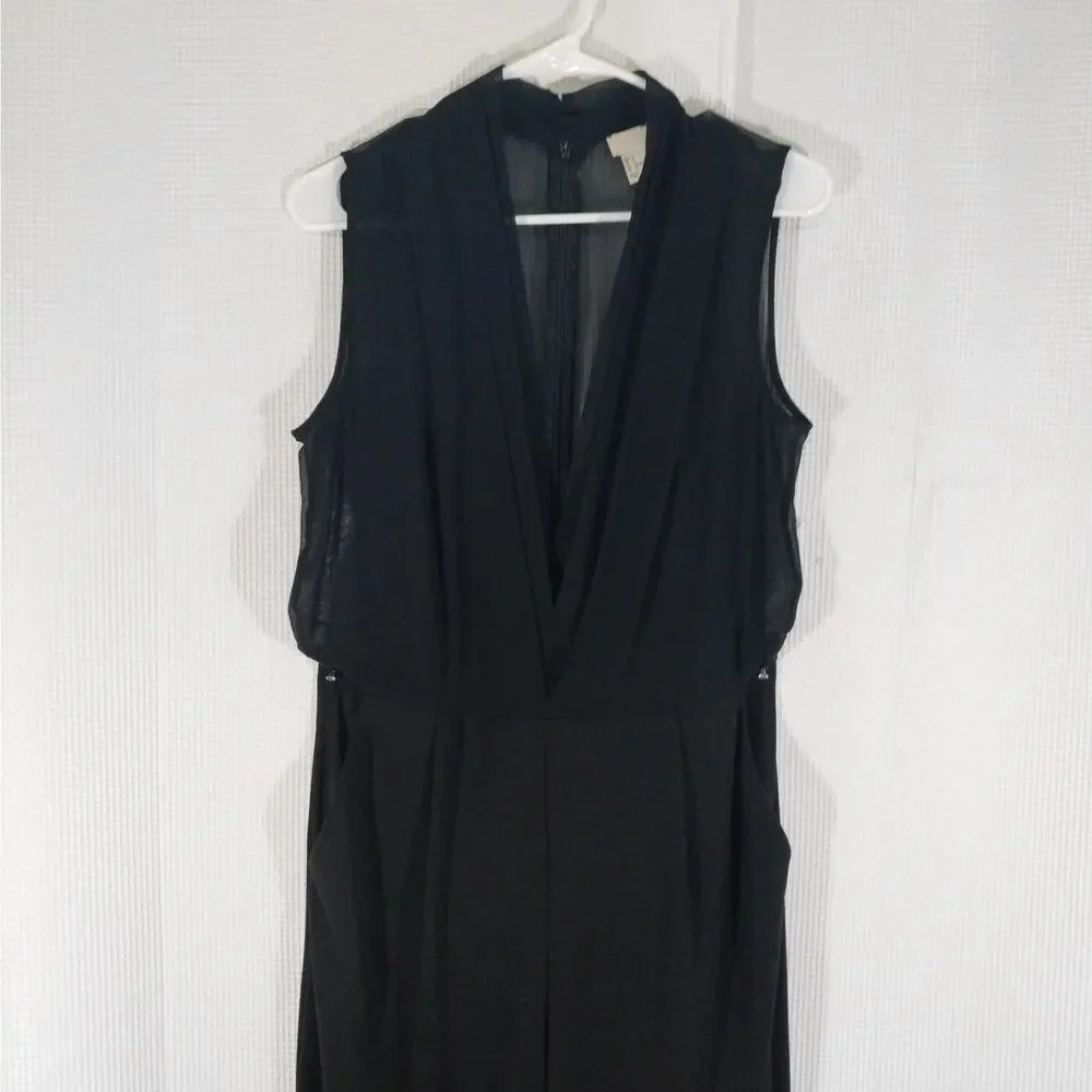 NWOT! H & M! ULTRA GLAM BLACK SHEER V NECK TOP, WIDE LEG JUMPSUIT, ONESIE! SZ 12